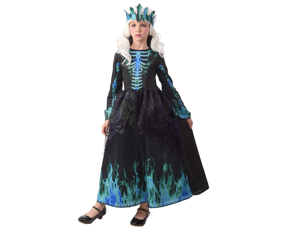 Role play-set for child Skeleton Queen (dress, crown), size 110/120 cm